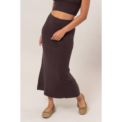 DZ24G108-Ribbed Knit Midi Skirt