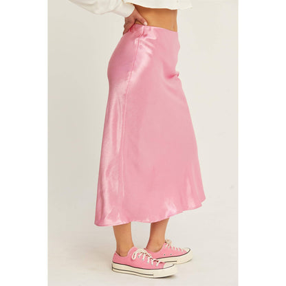 HIGH-WAISTED SATIN MIDI SKIRT