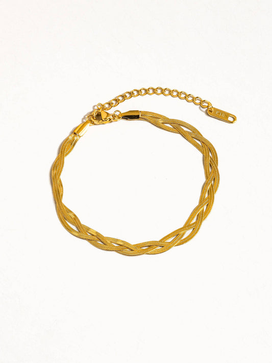 18K Gold Non-Tarnish Braided Chain Bracelet