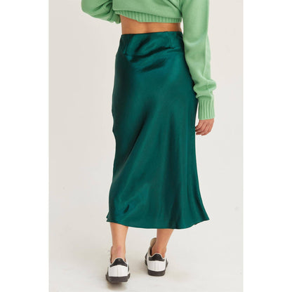 HIGH-WAISTED SATIN MIDI SKIRT