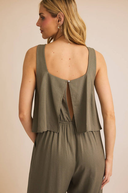 LINEN SLEEVELESS JUMPSUIT