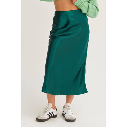 HIGH-WAISTED SATIN MIDI SKIRT