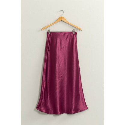 HIGH-WAISTED SATIN MIDI SKIRT