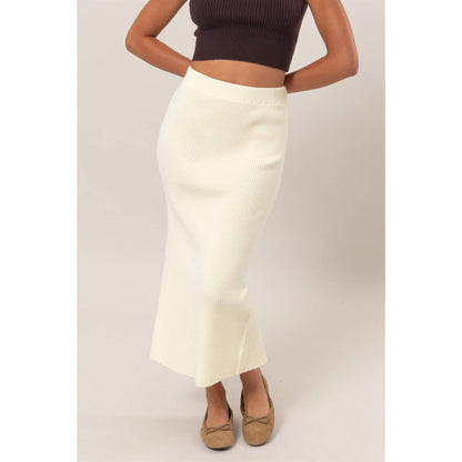 DZ24G108-Ribbed Knit Midi Skirt