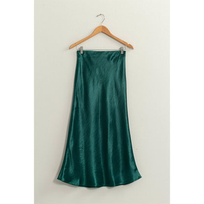 HIGH-WAISTED SATIN MIDI SKIRT