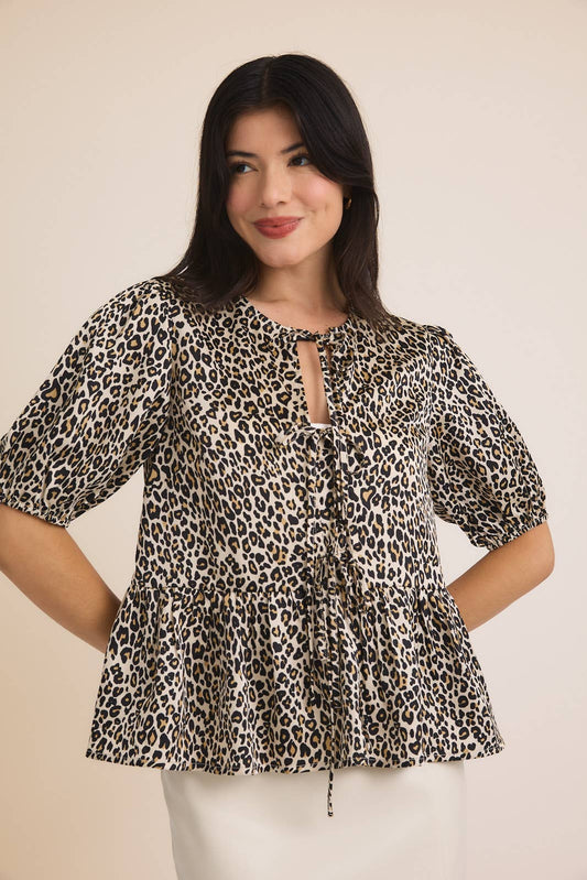 FRONT TIES HALF SLEEVE TOP