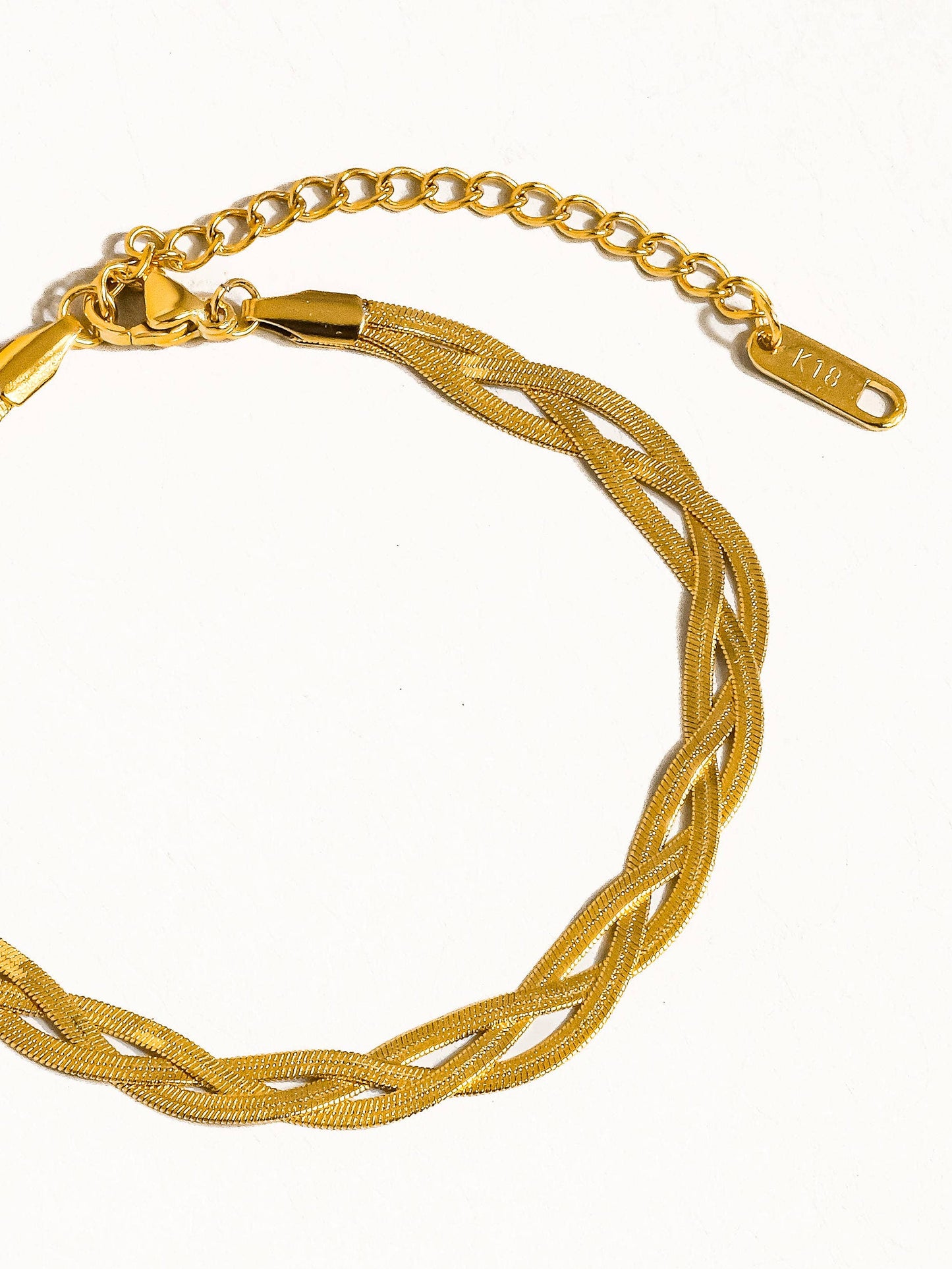 18K Gold Non-Tarnish Braided Chain Bracelet