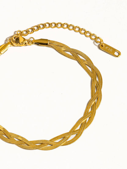 18K Gold Non-Tarnish Braided Chain Bracelet