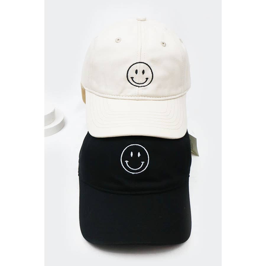 Smiley Face Embroidered Baseball Cap