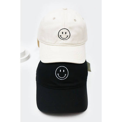 Smiley Face Embroidered Baseball Cap