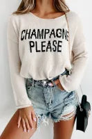 White Champagne Please Graphic Sweater