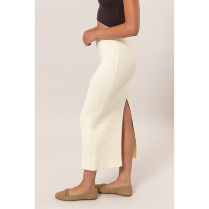 DZ24G108-Ribbed Knit Midi Skirt