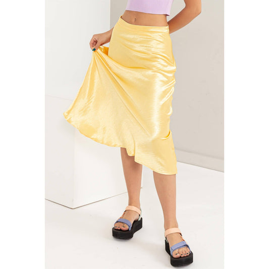 Spring Satin Midi Skirt