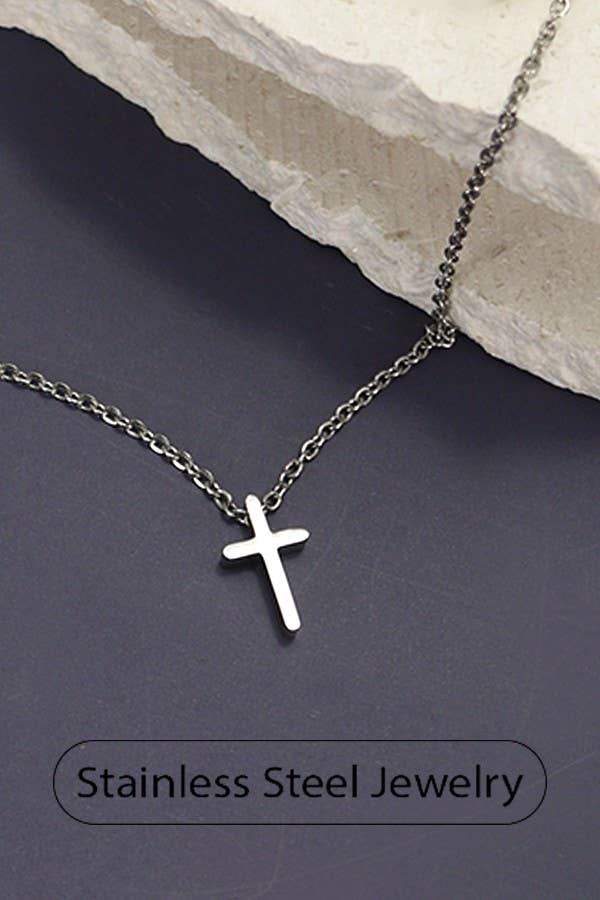 18K STAINLESS STEEL TARNISH FREE CROSS NECKLACE