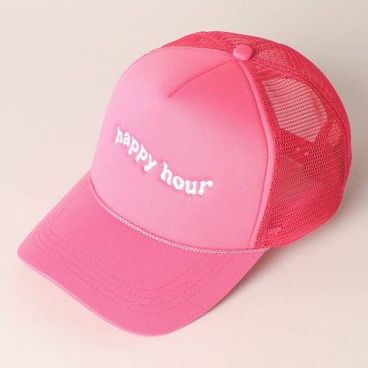 Happy Hour Embroidered Trucker Cap