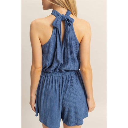 Textured Halter Romper