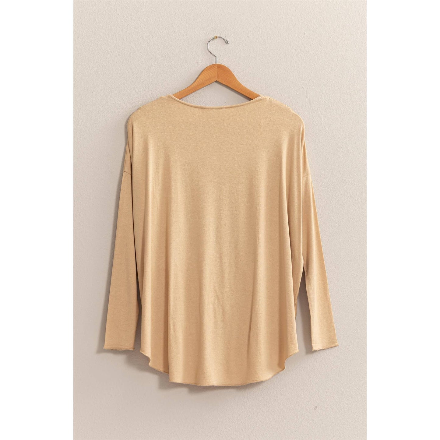 DZ24F312-DRAPED LONG SLEEVE SURPLICE TOP