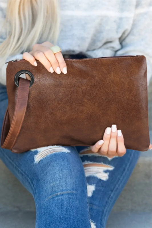 Brown Leather Wristlet