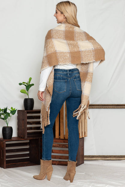 Tan Plaid Chunky Scarf