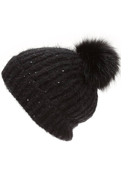 Cable Knit Sherpa Lined Beanie Hat