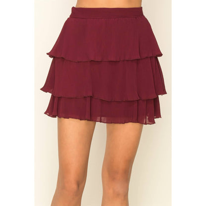 HF22H902-Pleated Tiered Mini Skirt