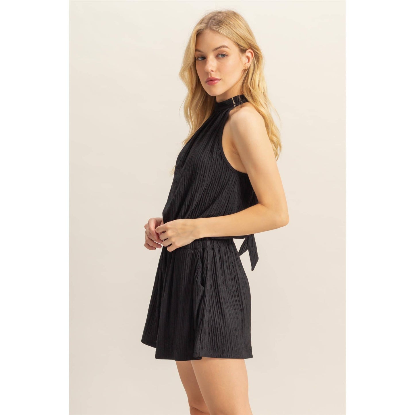 Textured Halter Romper