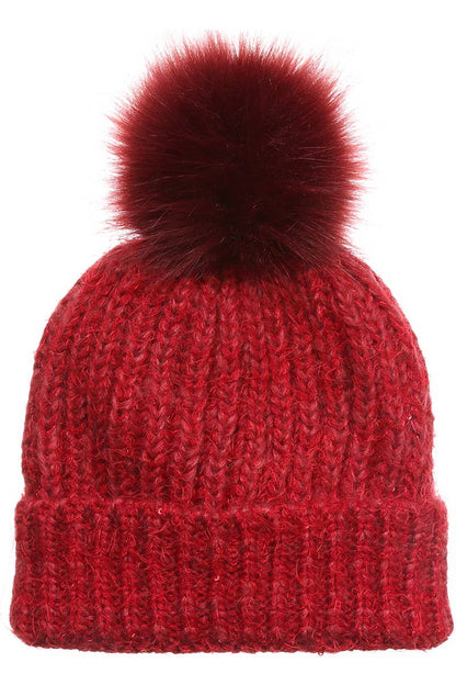 Cable Knit Sherpa Lined Beanie Hat