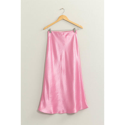 HIGH-WAISTED SATIN MIDI SKIRT