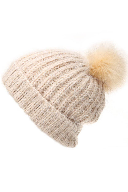 Cable Knit Sherpa Lined Beanie Hat