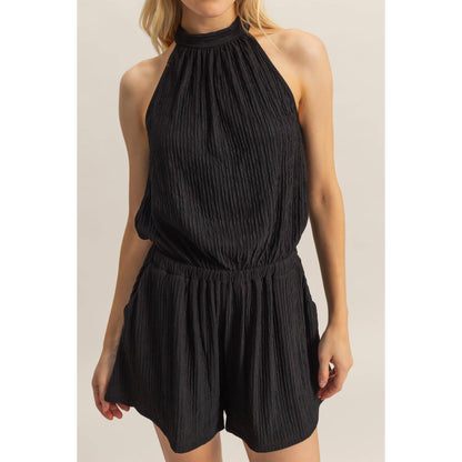 Textured Halter Romper