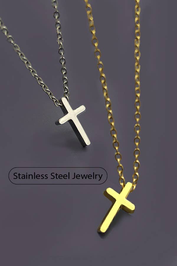 18K STAINLESS STEEL TARNISH FREE CROSS NECKLACE
