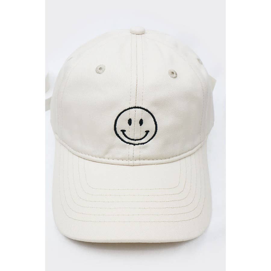 Smiley Face Embroidered Baseball Cap