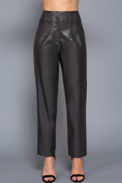 Hight Waist Faux Leather Pants