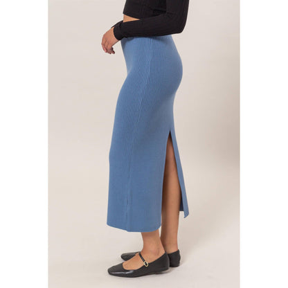 DZ24G108-Ribbed Knit Midi Skirt