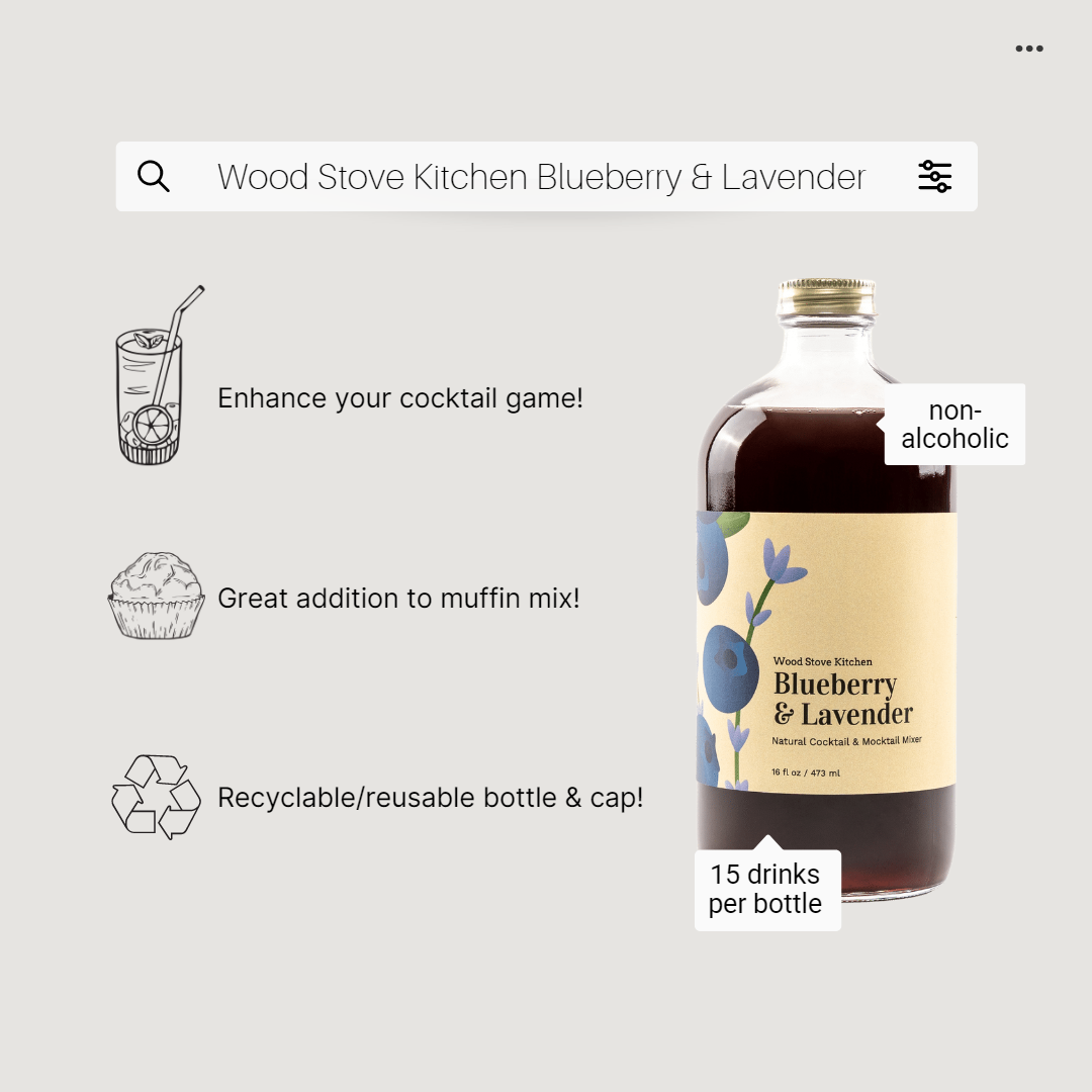 Blueberry and Lavender Cocktail Mixer and Mocktail Mixer, 16 fl oz